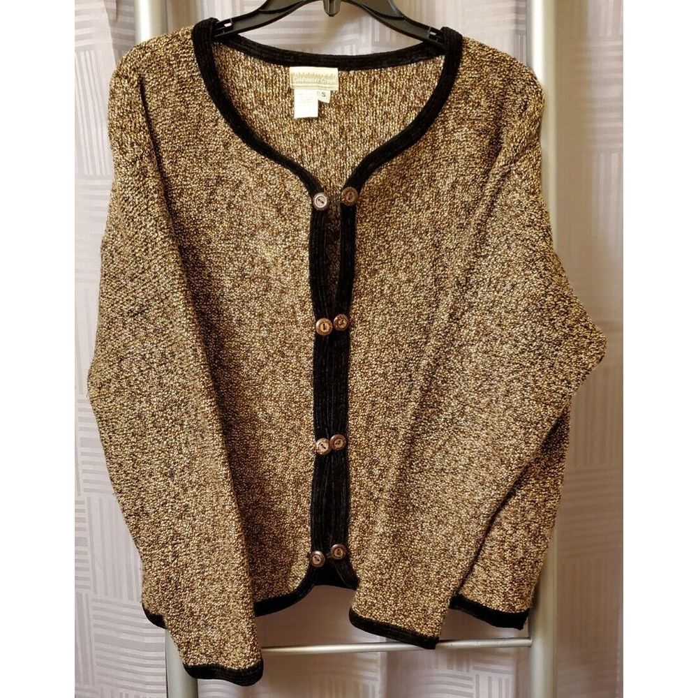 Womens Small Coldwater‎ Creek Brown Button Up Sweater Cardigan